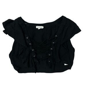 Black Lace Up Cropped Top